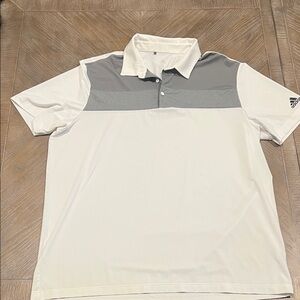 Adidas Men's Polo Shirt in Cream and Gray